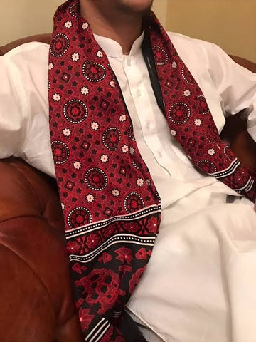 Sindhi Ajrak Block Printed Premium Cotton Shawl For Men&WOMAN